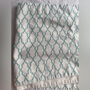 Z Gallerie Blue and Cream Patterned Fabric Table Runner